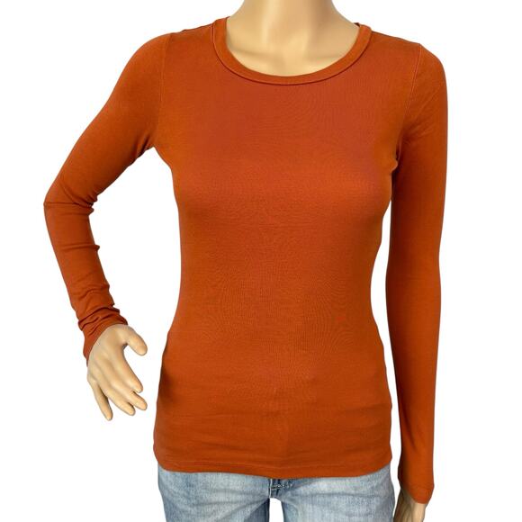 2/$30 J. Crew Slim Perfect Long Sleeve T-Shirt Deep Ember Orange Size XXS - Picture 3 of 14